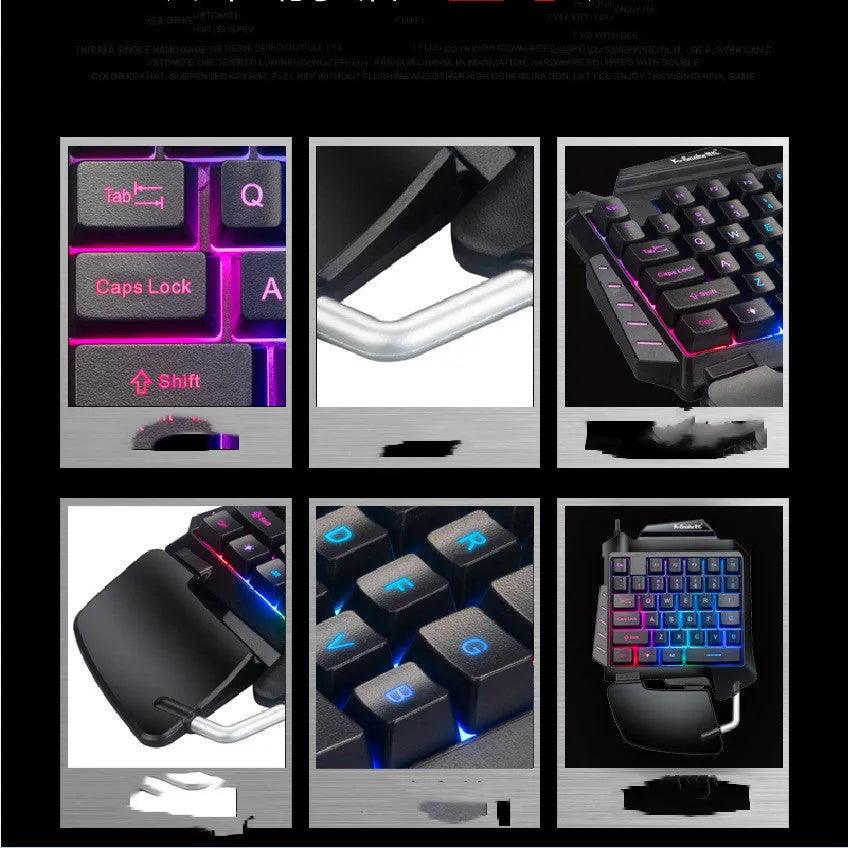 Black one-handed throne converter gaming keyboard with USB cable and integrated palm rest for left-hand desktop gaming