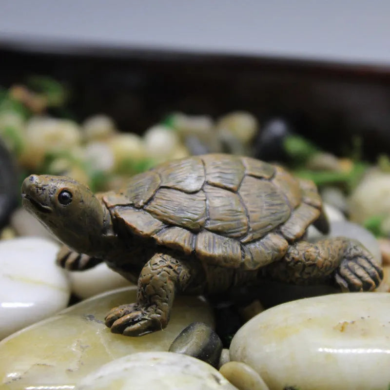 Coloured resin simulation turtle ornament for garden and tabletop decoration