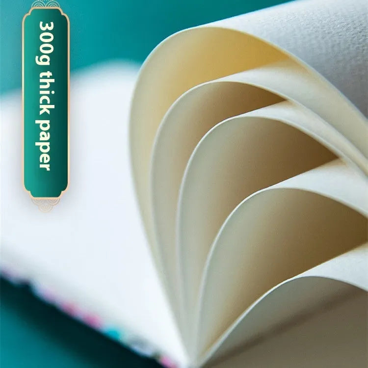 Feiluniao fabric hardback watercolour notebook with 185mm length, shown with a cover design option.