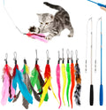 Cat teaser pole set with two fishing rods and ten feather lure heads for interactive play