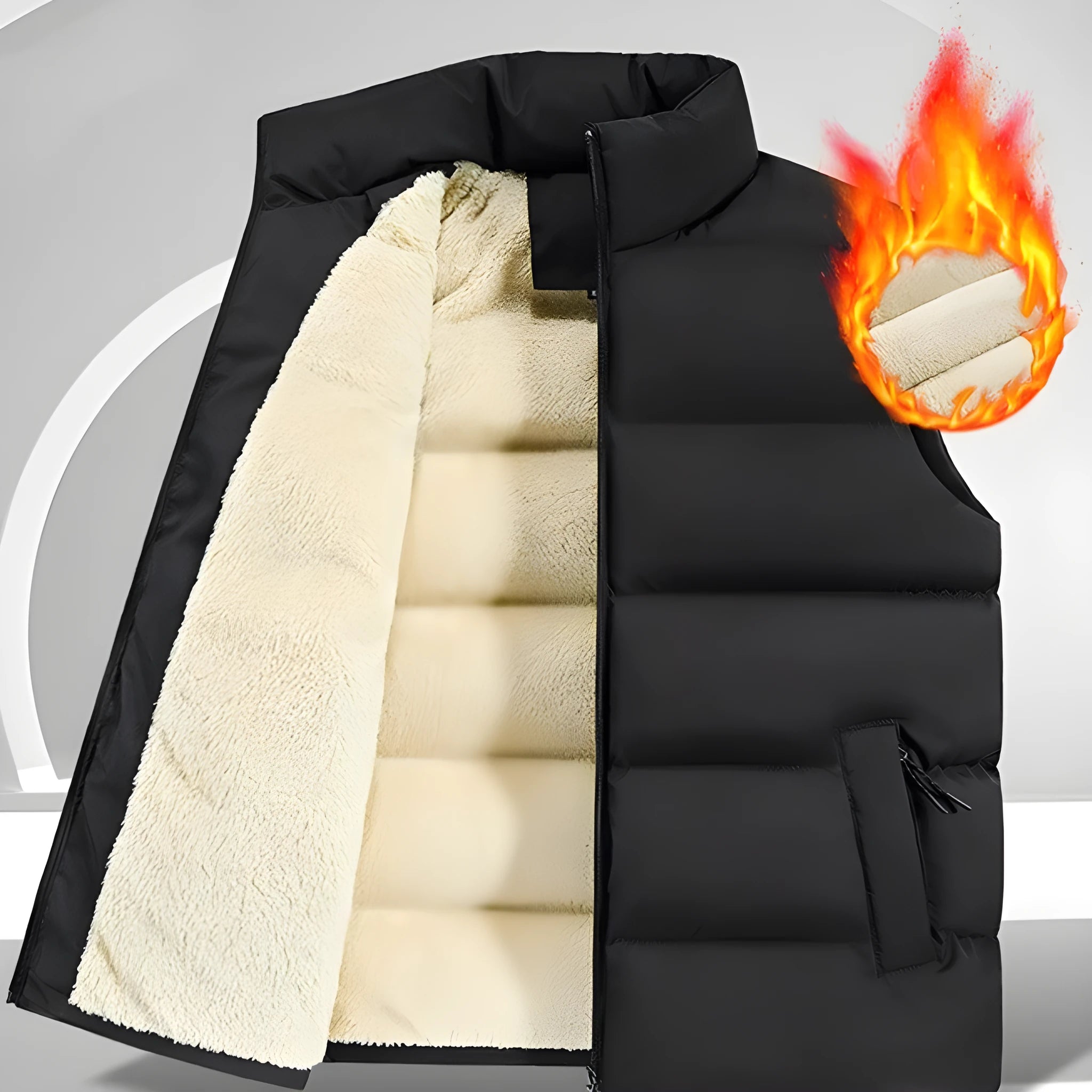 Men's striped lambswool vest for autumn and winter in black, dark blue, or red.