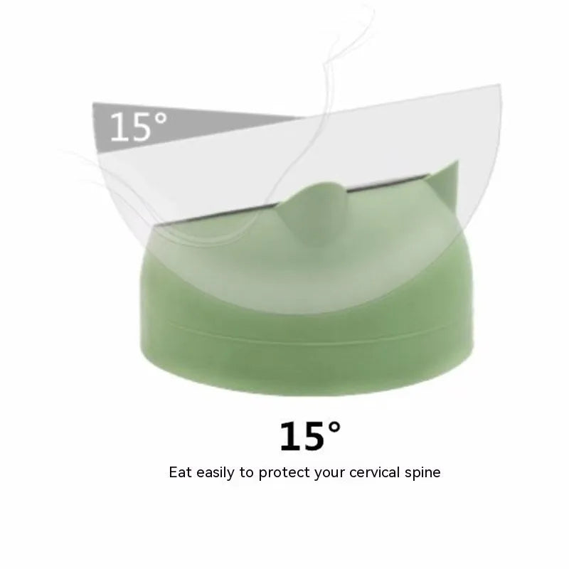 Stainless steel cat bowl with oblique mouth, 200ml or 400ml, in seven colours including green, blue, black and white