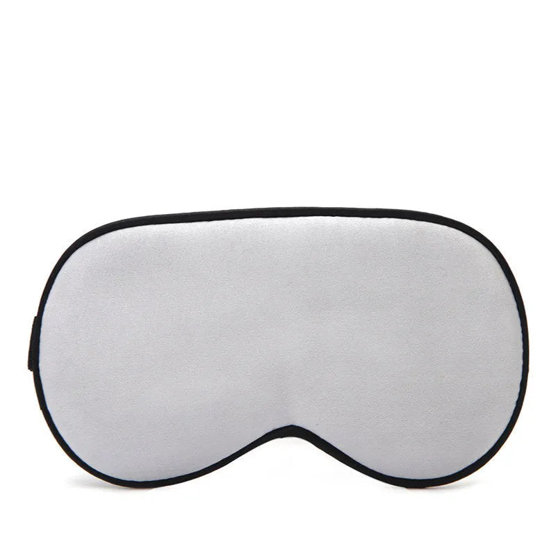 Double-sided mulberry silk sleep mask in multiple colours showing embroidered print and adjustable strap.