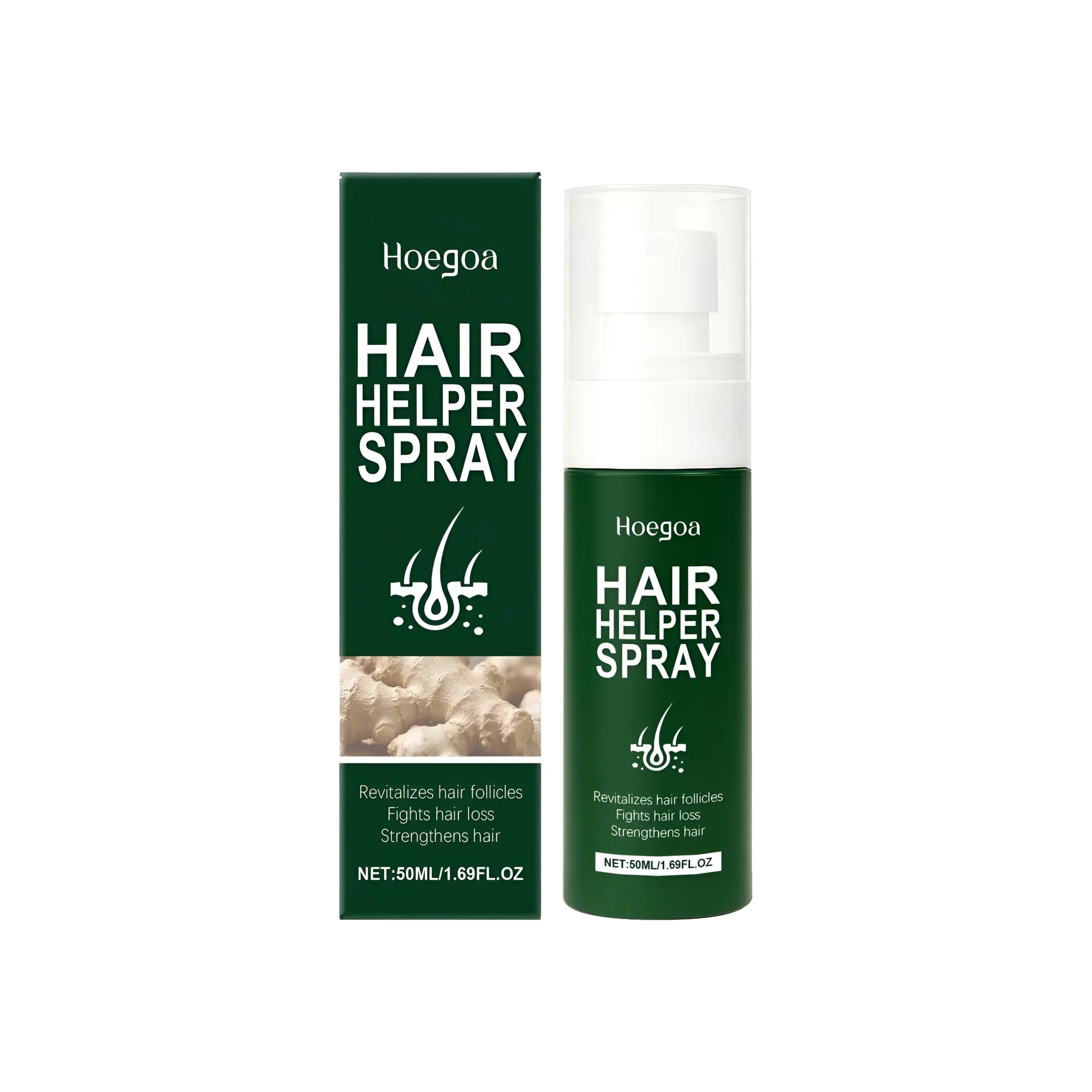 50ml hair spray bottle with natural extracts including ginger root oil and Polygonum multiflorum