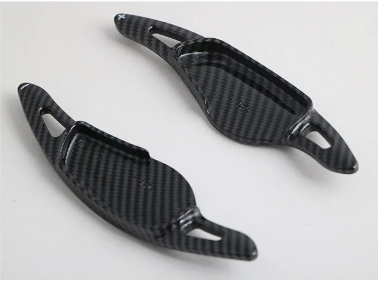 Carbon fibre pattern steering wheel paddle shift modification kit for car interior customisation