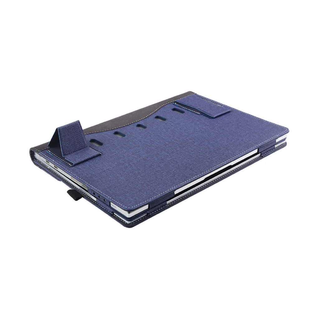 Black imitation leather protective sleeve for Microsoft Laptop6 laptops showing bracket design