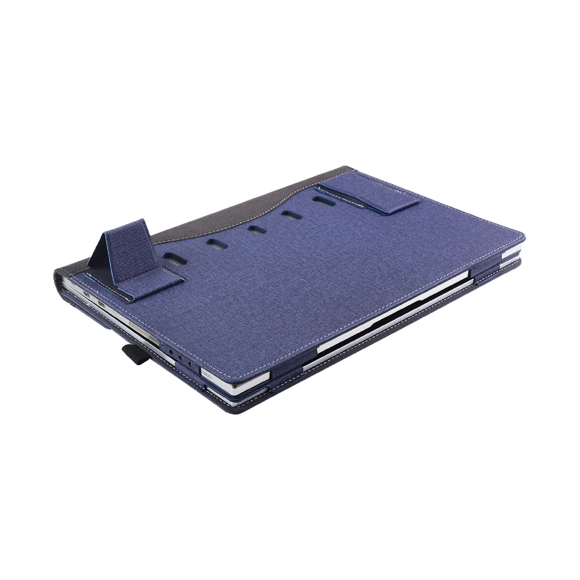 Black imitation leather protective sleeve for Microsoft Laptop6 laptops showing bracket design