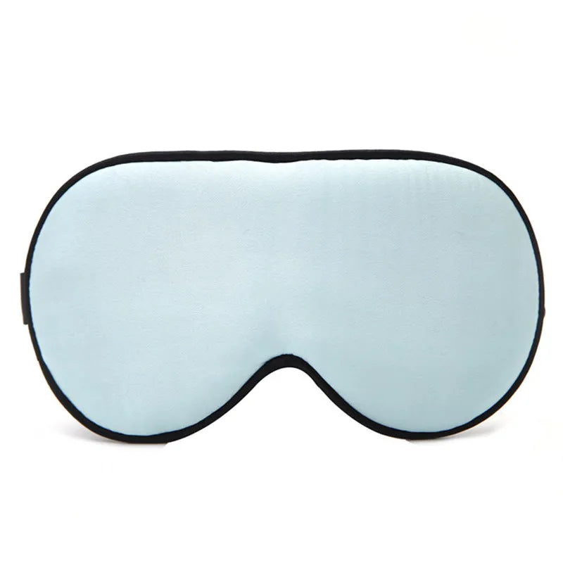 Double-sided mulberry silk sleep mask in multiple colours showing embroidered print and adjustable strap.