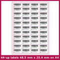 Pack of 100 pre-cut A4 FBA barcode label sheets showing multiple grid format options