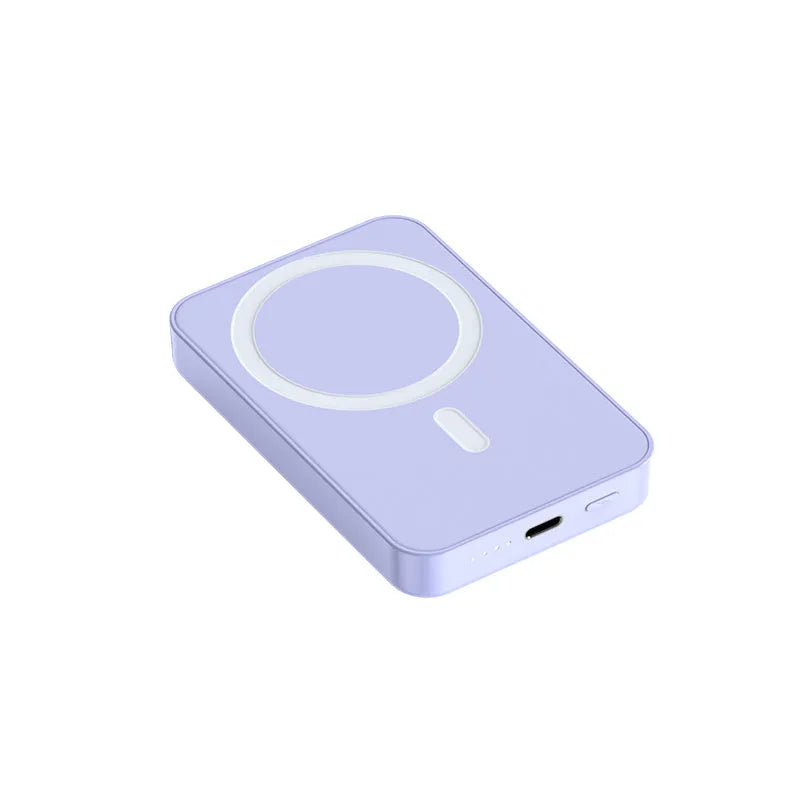 Pink magnetic wireless power bank showing dimensions of 100x64x18mm with 20000mAh capacity