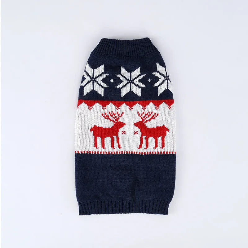 Navy blue knitted Christmas sweater for dogs with European and American style design