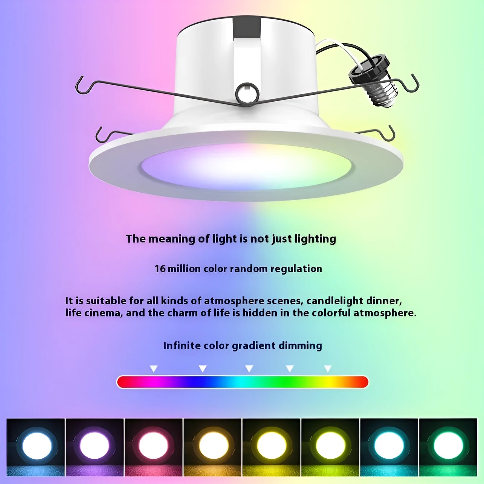 Smart WiFi Bluetooth RGBW colour changing ceiling lamp with American E26 base