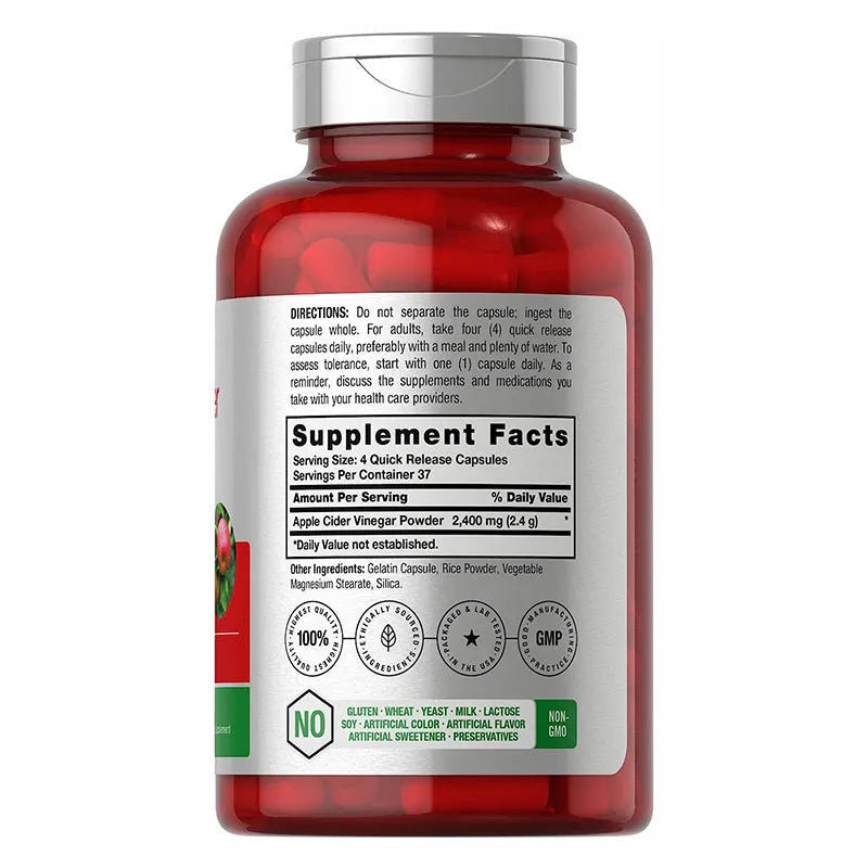 Apple cider vinegar health capsules container with 150 tablets