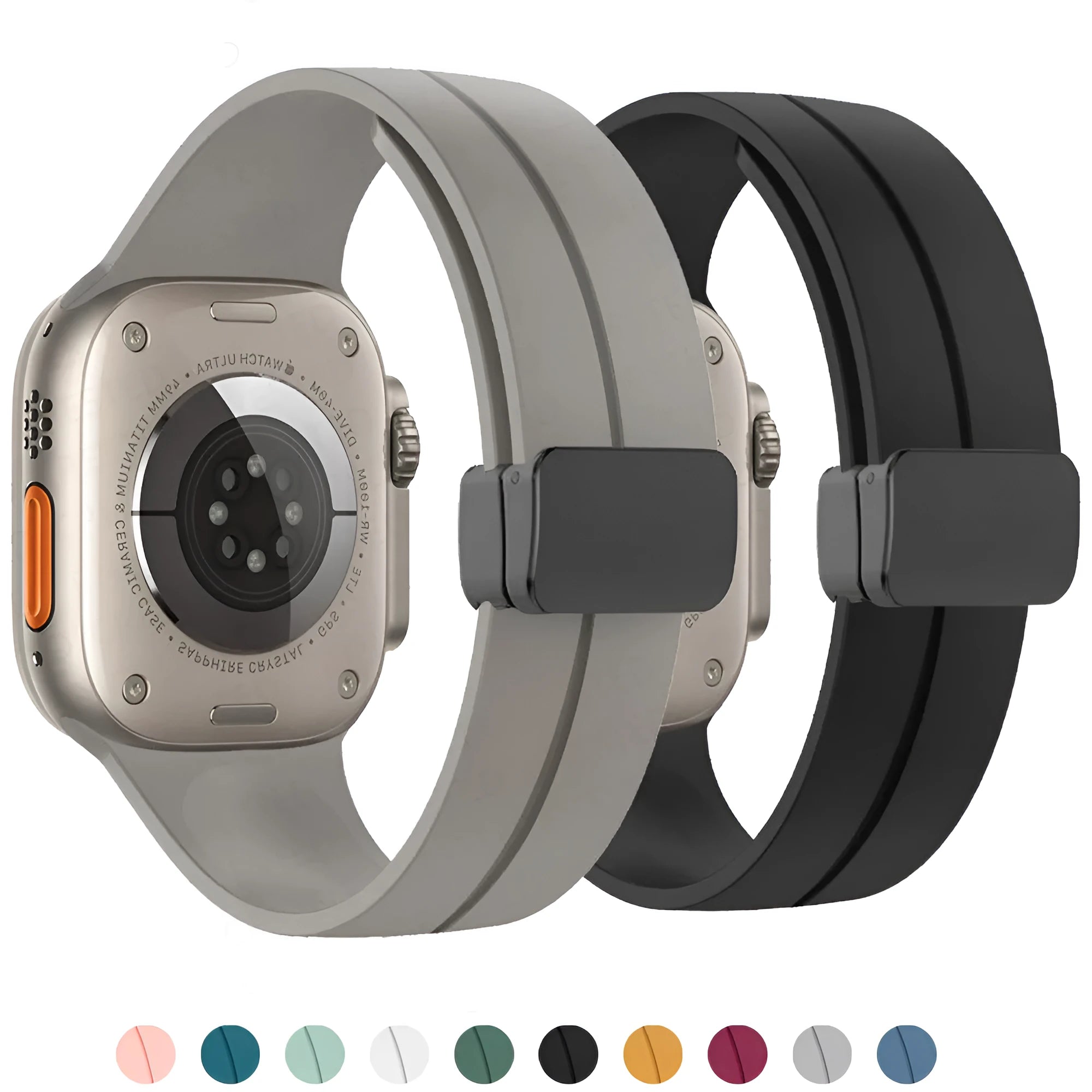 Silicone magnetic band for Apple Watch in black, size 42mm