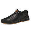 Men's white matte leather casual shoes with round toe and 6cm flat sole available in hollow-out and fleece-lined variants