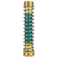 Brass garden hose connector with internal spiral spring, 15cm long with 3/4 inch threaded ends.