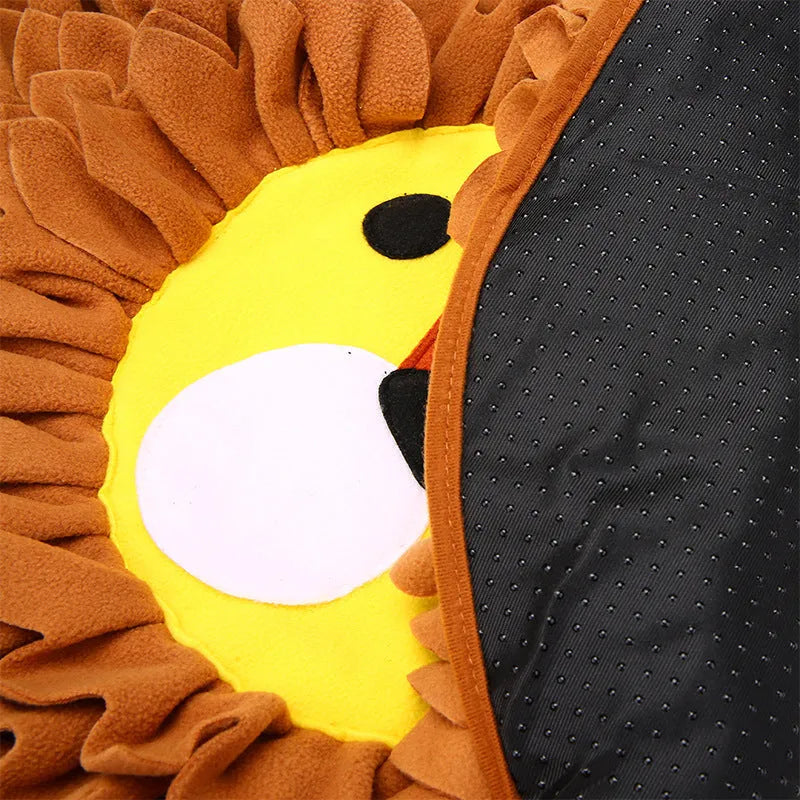 Brown lion pattern sniffing pad measuring 33x25cm for dog and cat food hiding games