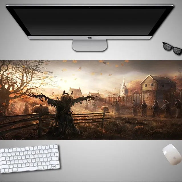 Oversized Halloween gaming mouse pad with non-slip rubber cloth surface