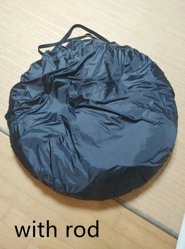 Black pop-up car tail tent with unfolded dimensions of 200cm cubed and waterproof Oxford cloth construction