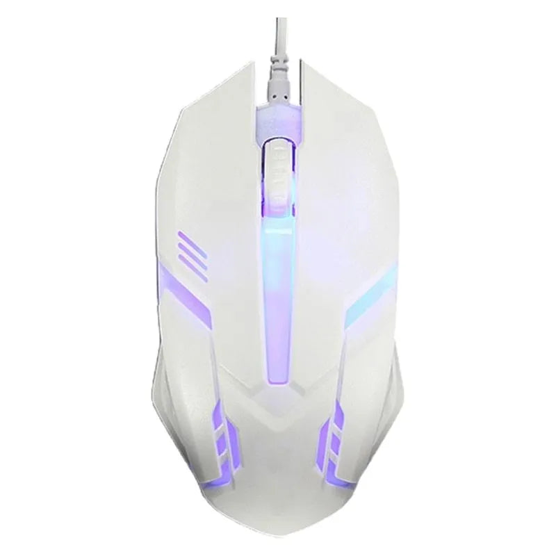 Wired luminous computer mouse with USB connector and colourful glow illumination