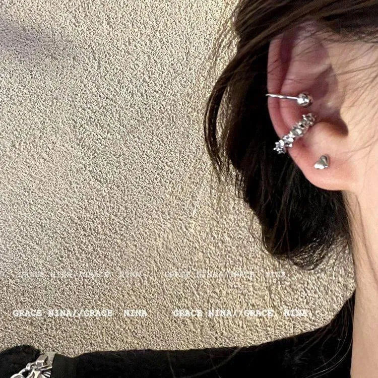 Alloy geometric ear clip earrings with irregular shape and frosty finish in B4710 colour