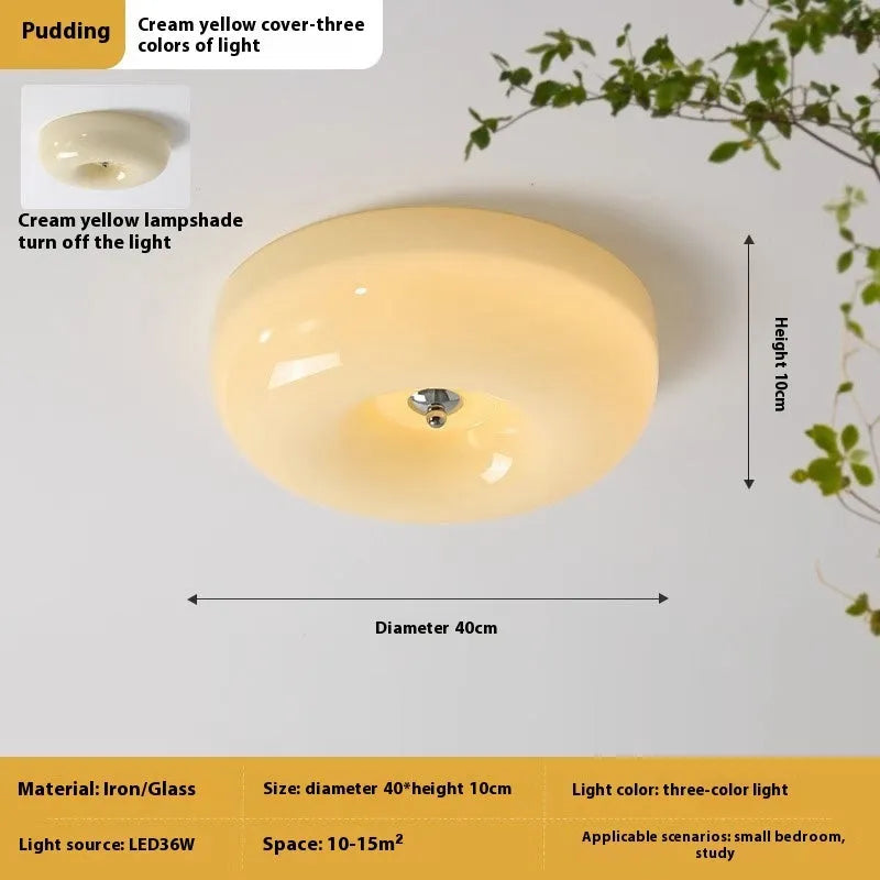Cream colour American style ceiling lamp with three-colour light setting in 30cm or 40cm size.