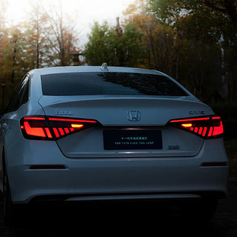 11th generation Honda Civic modified LED tail light assembly in black and red colour option.