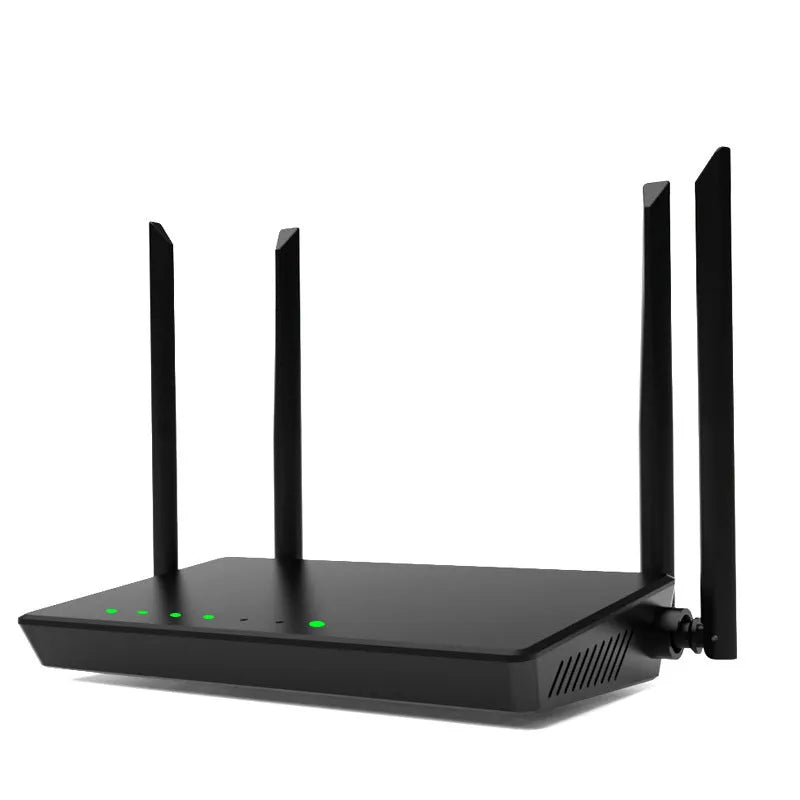 Portable 300m wireless router with five network ports in compact metal casing
