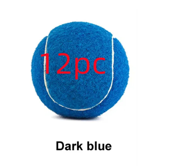 Assorted bright pink, blue, green, yellow, orange, and red rubber dog tennis balls, 6.3cm in diameter.