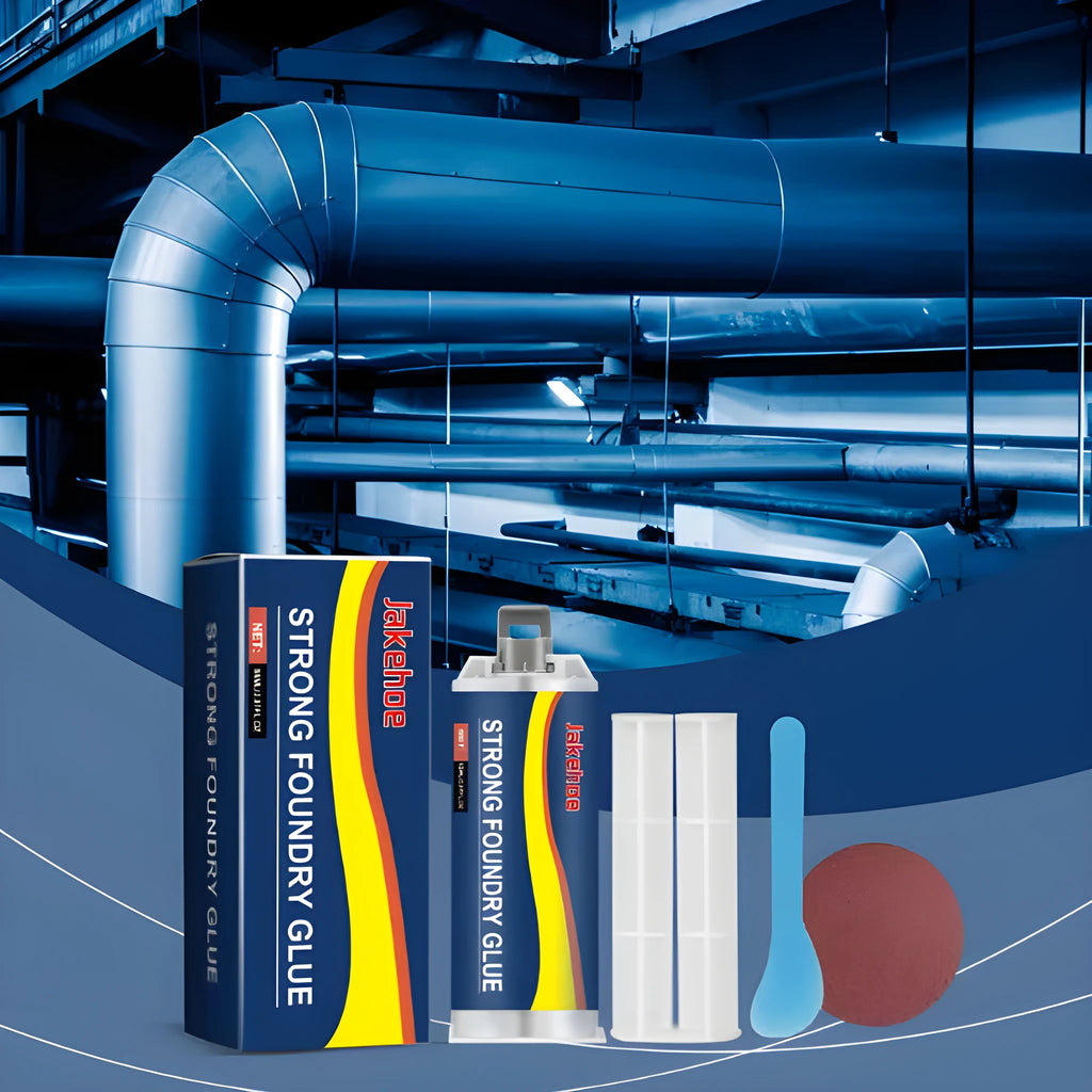85ml metal epoxy adhesive kit with two-part glue, push rod, scraper, and sandpaper for metal repair