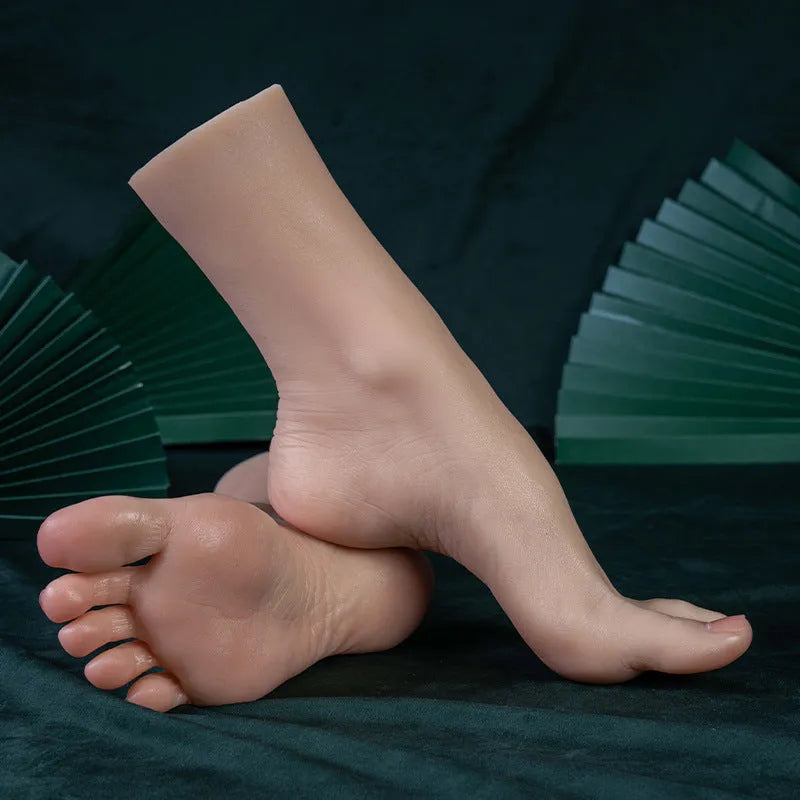 Simulation display silicone foot model for adults, unisex, in bone, full glue, or positioning style, single or pair.