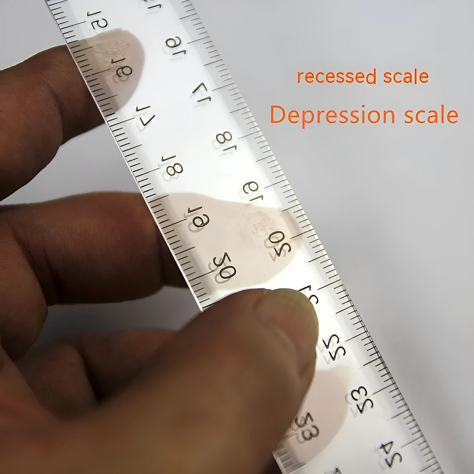 30cm plastic T-square ruler in transparent or orange yellow with measurement markings