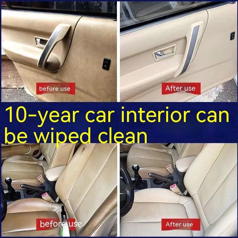 Wash-free fabric roof foam decontamination cleaner bottle with towel and sponge wipes for car interior cleaning