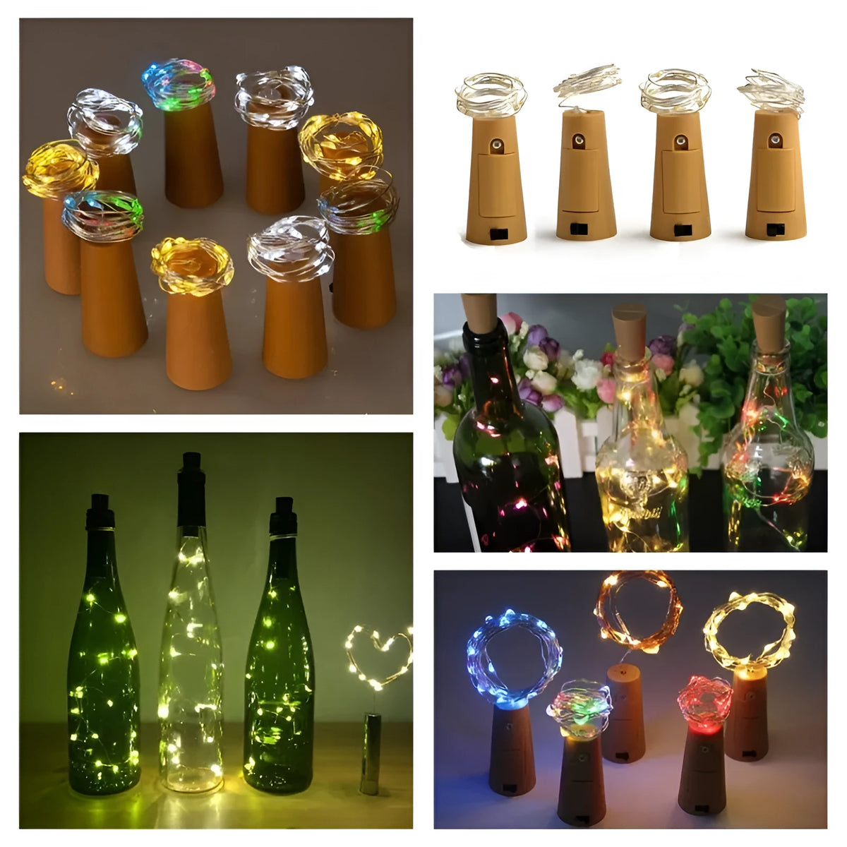 Flexible copper wire LED string light with bottle stopper for wine bottle decorations