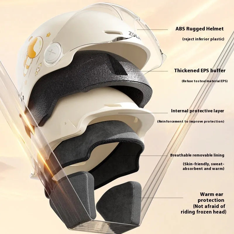Half-face motorcycle safety helmet in khaki colour with visor for electric scooter commuting