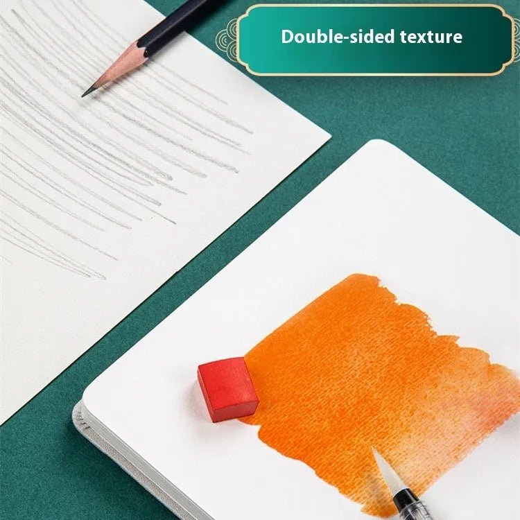 Feiluniao fabric hardback watercolour notebook with 185mm length, shown with a cover design option.