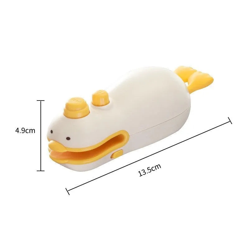 Small yellow rechargeable plastic bag sealing machine with animal jacquard pattern and USB charging cable