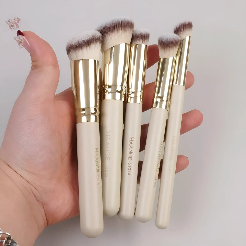 MAANGE five apricot angled makeup brushes for powder and cream blush application
