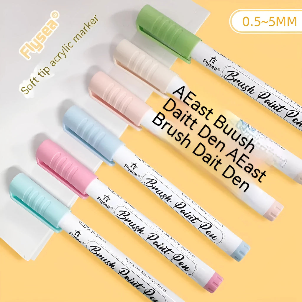 Set of gouache pens with soft flexible tips for hand lettering and artistic applications