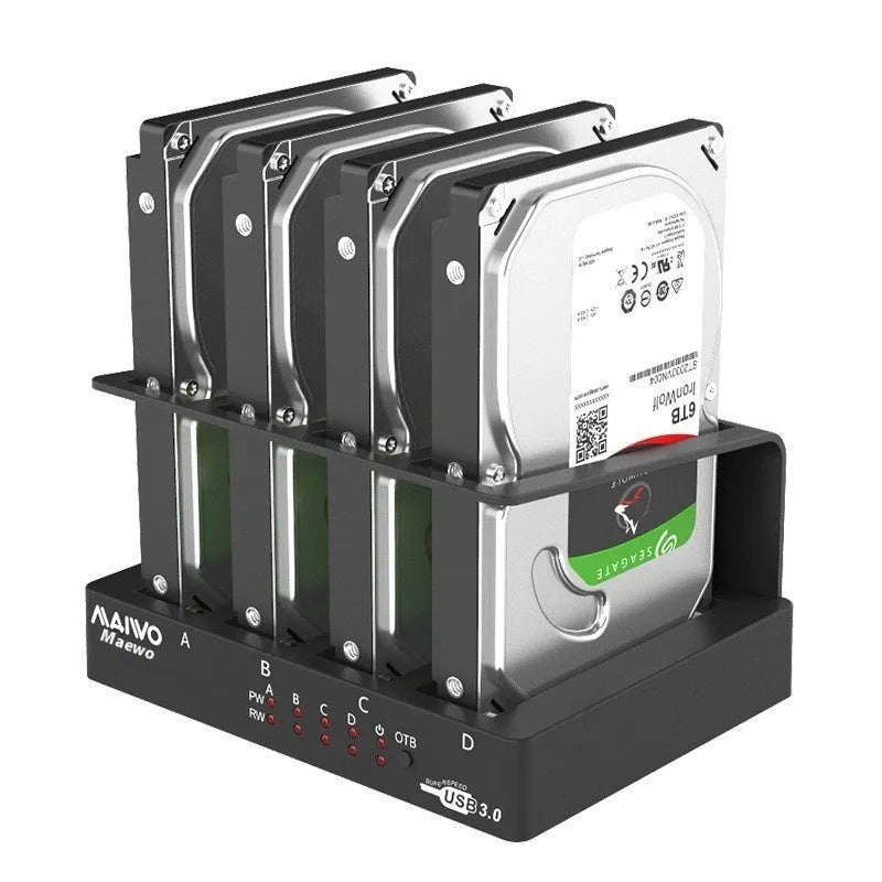 K305BU3S four-bay external hard drive docking station for 2.5-inch SATA drives with cables and accessories