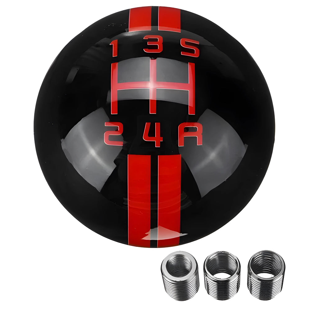 Black ball car gear head with 5-gear pattern lettering and three screw accessories