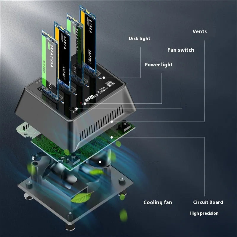 Aluminium M.2 SSD enclosure for SATA and NVMe drives with USB 3.0 cable