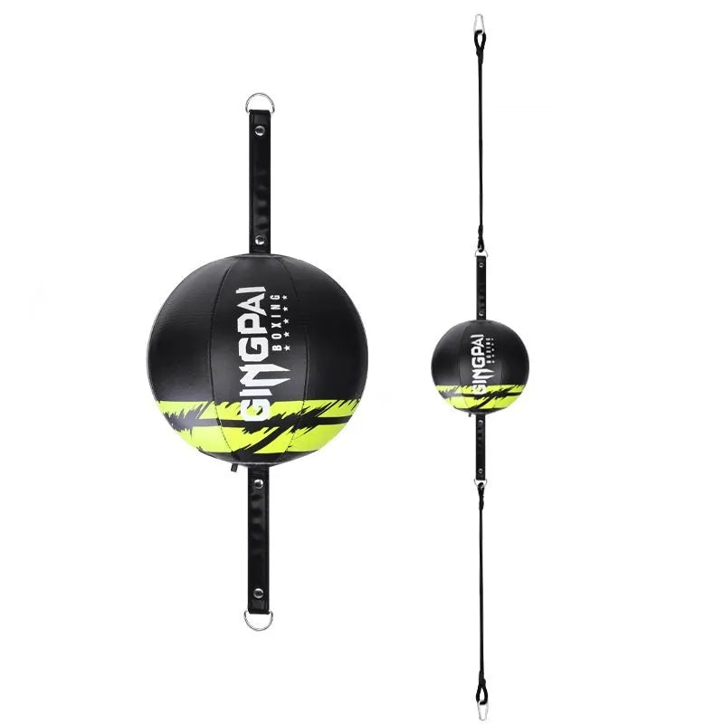 Black and green PU leather hanging boxing speed ball for reaction training