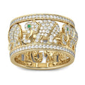 Alloy elephant ring with full diamond detail in electroplated finish