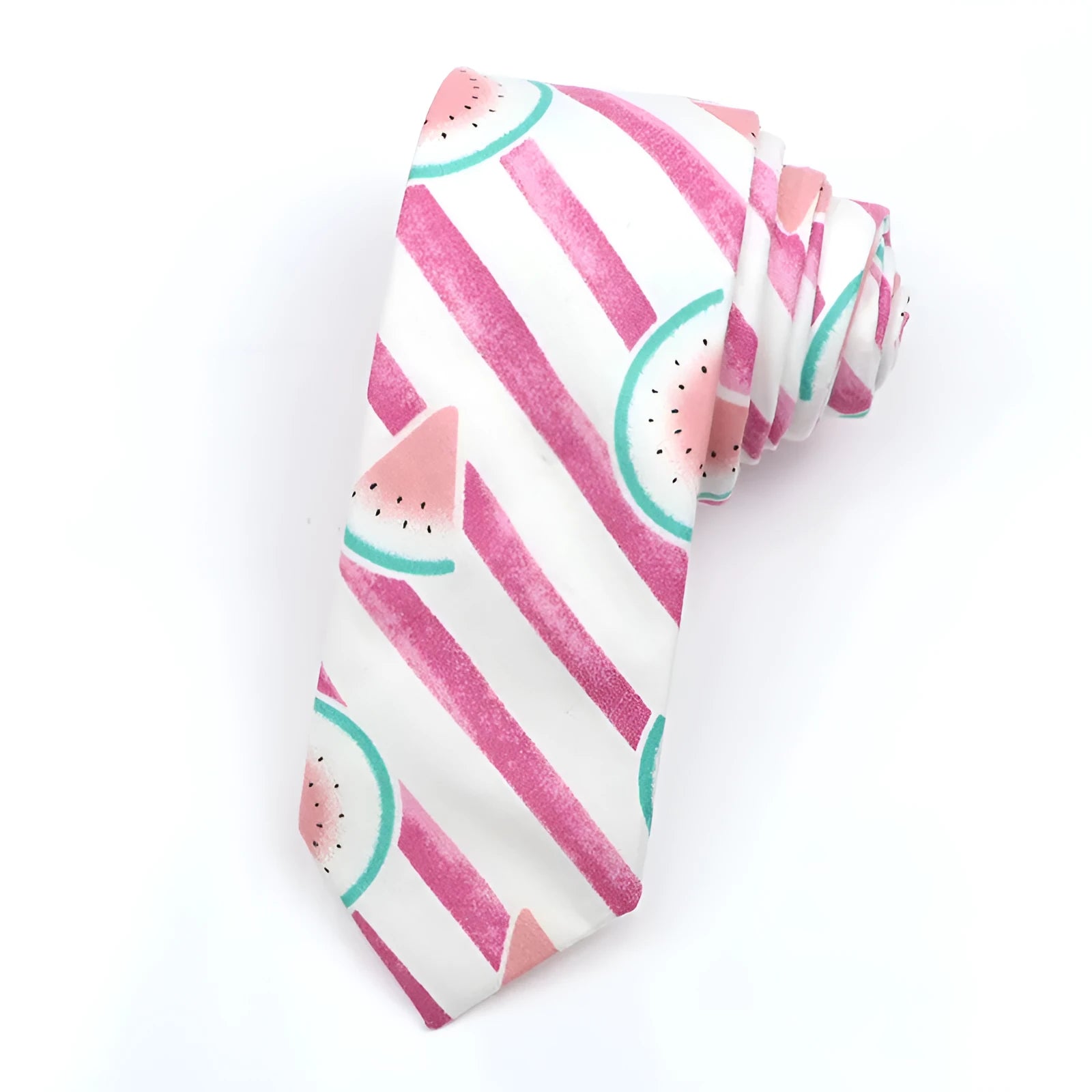 Narrow Korean-style cotton bow tie featuring a colourful cartoon print pattern.
