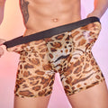 Men's leopard print boxer shorts in free size nylon construction