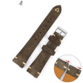 Genuine suede leather watch strap showing texture detail in available colours