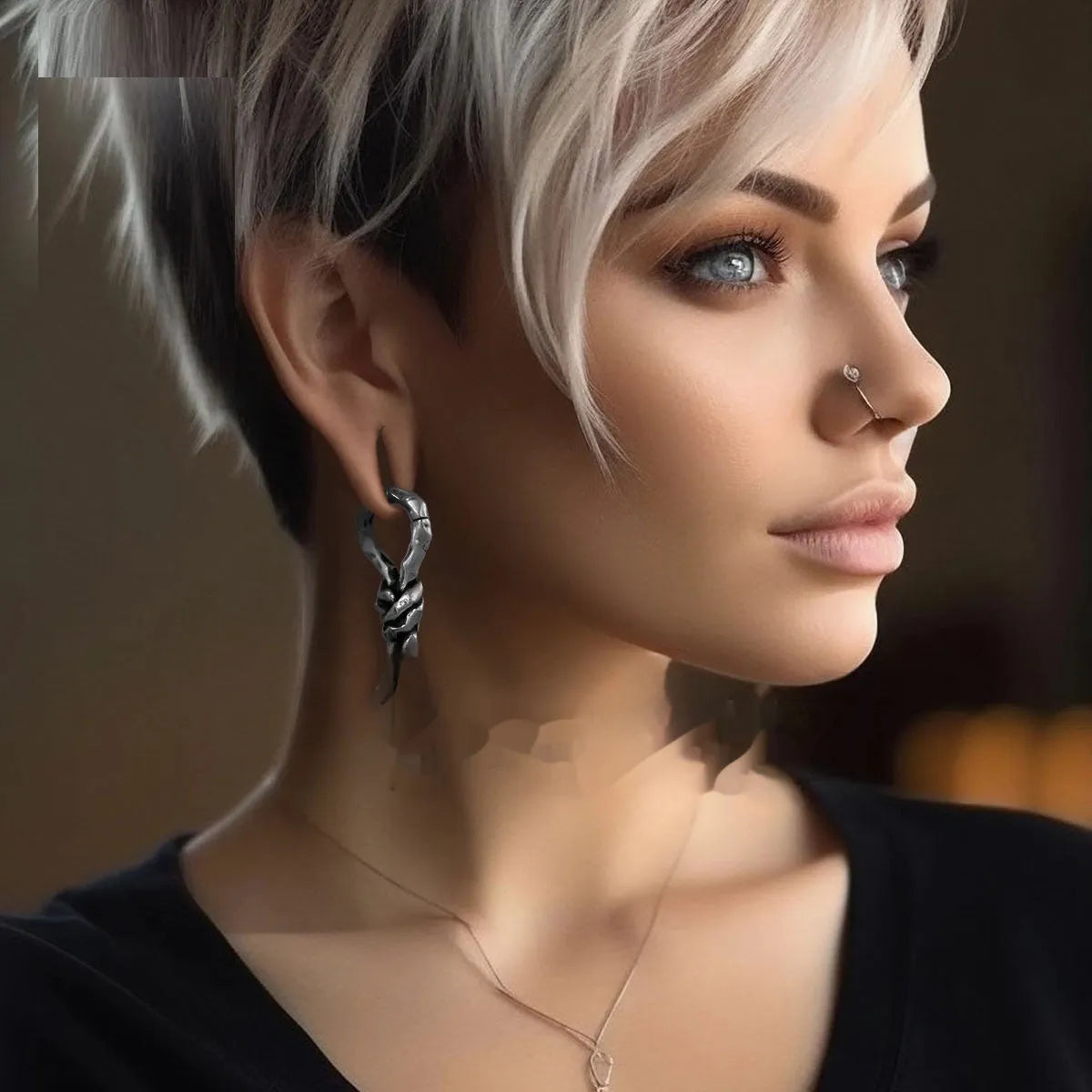 Creative bends and hitches 4mm copper piercing earrings retro style auricle jewellery