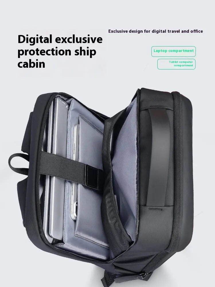 Graphite grey business backpack with USB charging port showing oxford cloth material and under 20 litre capacity