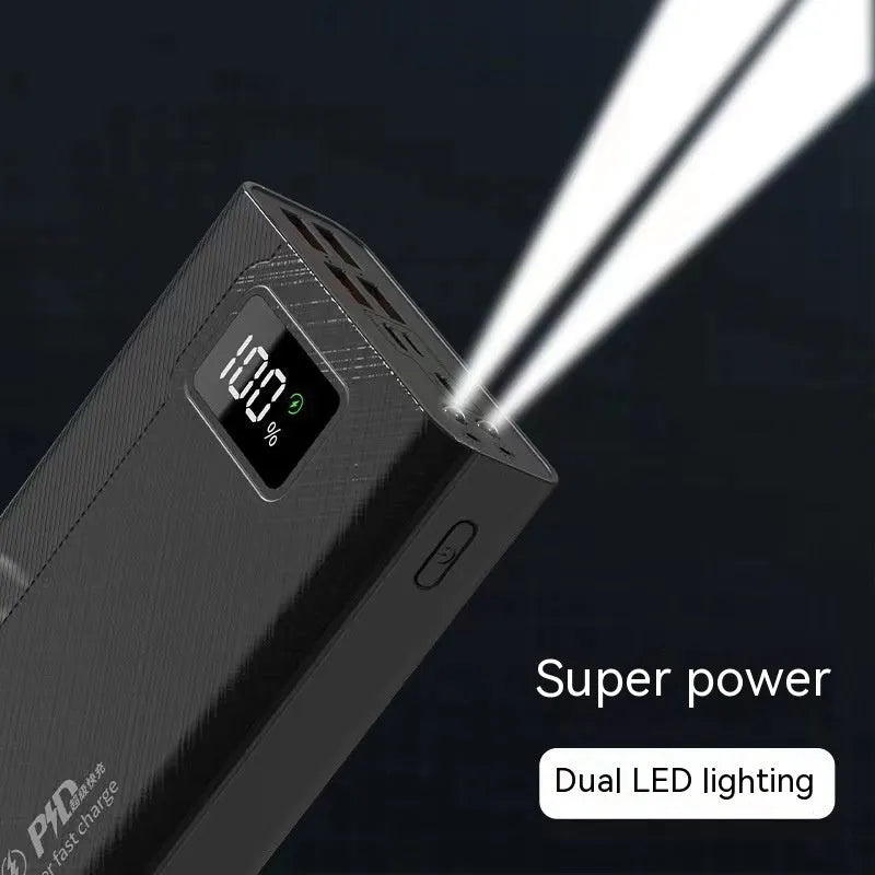 Large capacity power bank in black or white plastic shell with fast charging support
